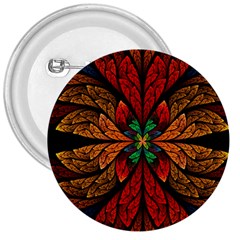 Fractal Floral Flora Ring Colorful Neon Art 3  Buttons