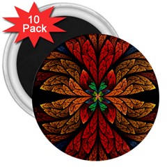 Fractal Floral Flora Ring Colorful Neon Art 3  Magnets (10 Pack) 