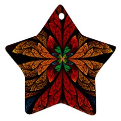 Fractal Floral Flora Ring Colorful Neon Art Star Ornament (two Sides)