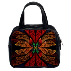 Fractal Floral Flora Ring Colorful Neon Art Classic Handbag (two Sides)