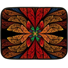 Fractal Floral Flora Ring Colorful Neon Art Two Sides Fleece Blanket (mini) by Cemarart