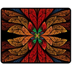 Fractal Floral Flora Ring Colorful Neon Art Fleece Blanket (medium) by Cemarart