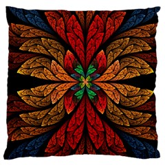 Fractal Floral Flora Ring Colorful Neon Art Large Cushion Case (one Side)