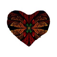 Fractal Floral Flora Ring Colorful Neon Art Standard 16  Premium Heart Shape Cushions by Cemarart