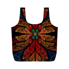 Fractal Floral Flora Ring Colorful Neon Art Full Print Recycle Bag (m)