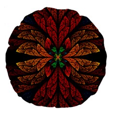 Fractal Floral Flora Ring Colorful Neon Art Large 18  Premium Flano Round Cushions by Cemarart