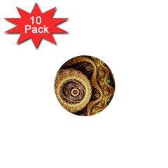 Fractal Floral Ornament Wave Vintage Retro 1  Mini Buttons (10 Pack) 