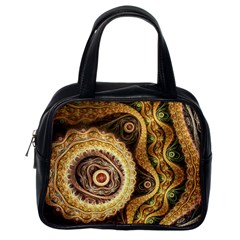 Fractal Floral Ornament Wave Vintage Retro Classic Handbag (one Side)