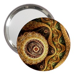 Fractal Floral Ornament Wave Vintage Retro 3  Handbag Mirrors