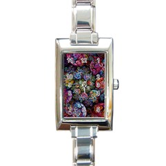 Floral Fractal 3d Art Pattern Rectangle Italian Charm Watch