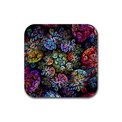 Floral Fractal 3d Art Pattern Rubber Coaster (square)