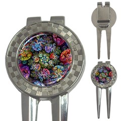 Floral Fractal 3d Art Pattern 3-in-1 Golf Divots