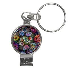 Floral Fractal 3d Art Pattern Nail Clippers Key Chain by Cemarart