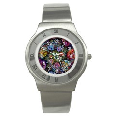 Floral Fractal 3d Art Pattern Stainless Steel Watch