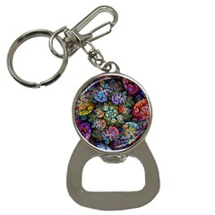 Floral Fractal 3d Art Pattern Bottle Opener Key Chain by Cemarart