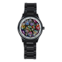 Floral Fractal 3d Art Pattern Stainless Steel Round Watch