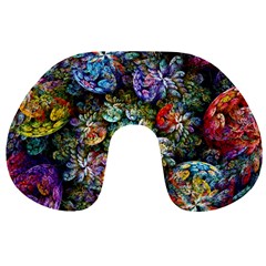 Floral Fractal 3d Art Pattern Travel Neck Pillow