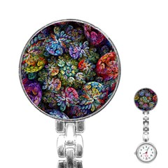 Floral Fractal 3d Art Pattern Stainless Steel Nurses Watch