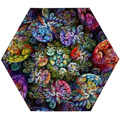 Floral Fractal 3d Art Pattern Wooden Puzzle Hexagon by Cemarart