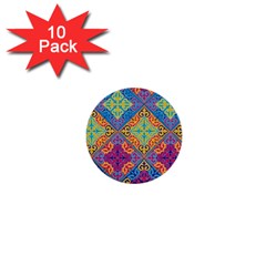 Colorful Flora Flora Kazakh Pattern 1  Mini Buttons (10 Pack)  by Cemarart