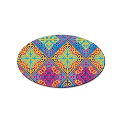 Colorful Flora Flora Kazakh Pattern Sticker (oval)