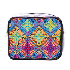 Colorful Flora Flora Kazakh Pattern Mini Toiletries Bag (one Side)