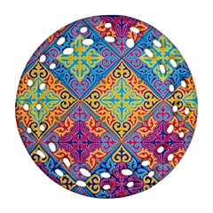 Colorful Flora Flora Kazakh Pattern Round Filigree Ornament (two Sides)