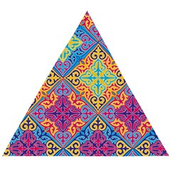 Colorful Flora Flora Kazakh Pattern Wooden Puzzle Triangle