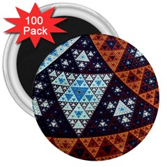 Fractal Triangle Geometric Abstract Pattern 3  Magnets (100 Pack)