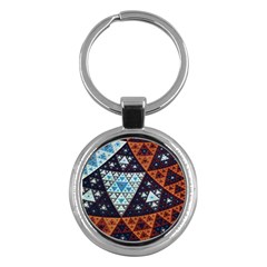 Fractal Triangle Geometric Abstract Pattern Key Chain (round)