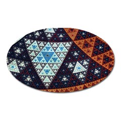 Fractal Triangle Geometric Abstract Pattern Oval Magnet