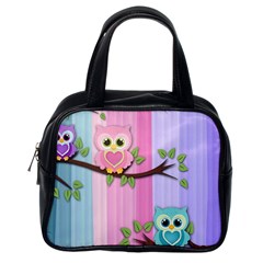 Owls Family Stripe Tree Classic Handbag (one Side) by Bedest