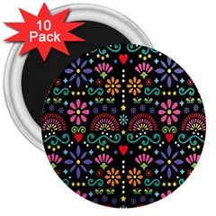 Mexican Folk Art Seamless Pattern 3  Magnets (10 Pack)  by Bedest