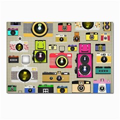 Retro Camera Pattern Graph Postcard 4 x 6  (pkg Of 10) by Bedest