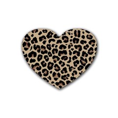 Leopard Animal Skin Patern Rubber Heart Coaster (4 Pack)