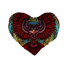 Colorful Owl Art Red Owl Standard 16  Premium Heart Shape Cushions