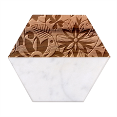 Flora Pattern Flower Marble Wood Coaster (hexagon) 