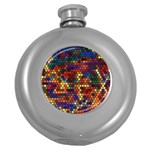 Hexagon Honeycomb Pattern Round Hip Flask (5 oz) Front