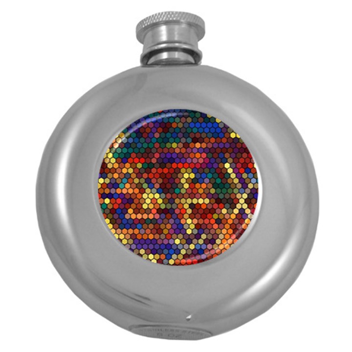 Hexagon Honeycomb Pattern Round Hip Flask (5 oz)