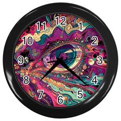 Human Eye Pattern Wall Clock (black)