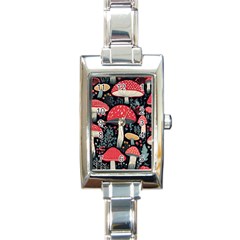 Mushrooms Psychedelic Rectangle Italian Charm Watch