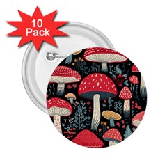 Mushrooms Psychedelic 2 25  Buttons (10 Pack) 