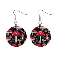 Mushrooms Psychedelic Mini Button Earrings