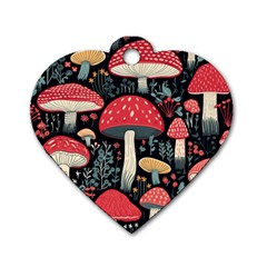 Mushrooms Psychedelic Dog Tag Heart (two Sides)