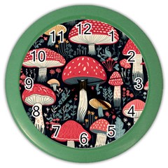 Mushrooms Psychedelic Color Wall Clock