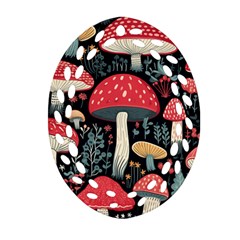 Mushrooms Psychedelic Oval Filigree Ornament (two Sides)