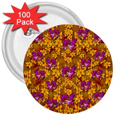 Blooming Flowers Of Orchid Paradise 3  Buttons (100 Pack) 