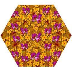 Blooming Flowers Of Orchid Paradise Wooden Puzzle Hexagon by pepitasart