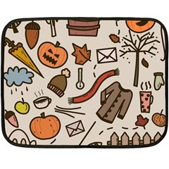 Halloween Doodle Autumn Pumpkin Two Sides Fleece Blanket (mini) by Bedest