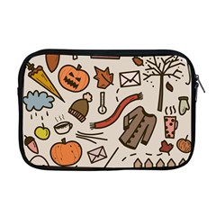 Halloween Doodle Autumn Pumpkin Apple Macbook Pro 17  Zipper Case by Bedest